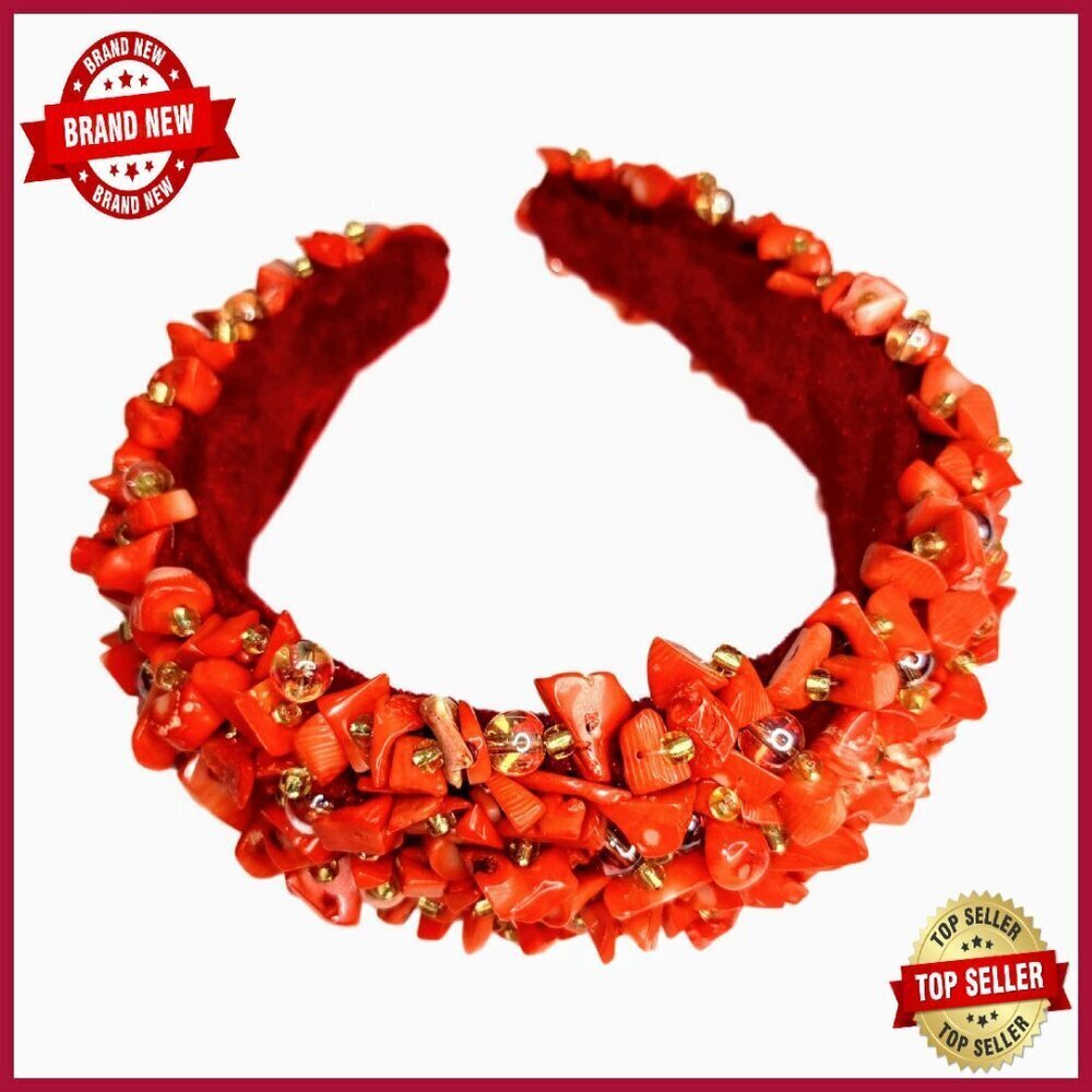 Handcrafted Coral Bead Headband for Nigerian Wedding Cultural Events